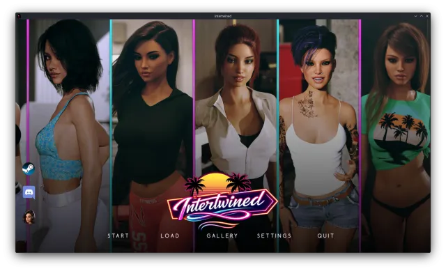 Intertwined game UI design: main menu screen