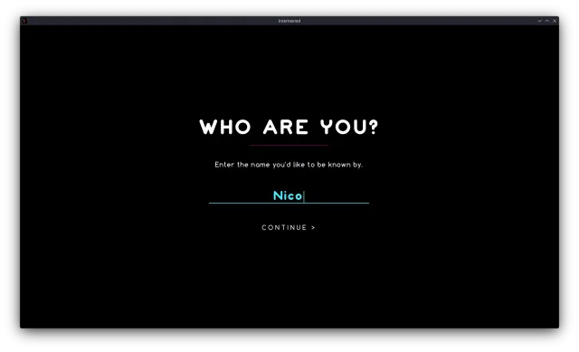 Intertwined game UI design: name screen